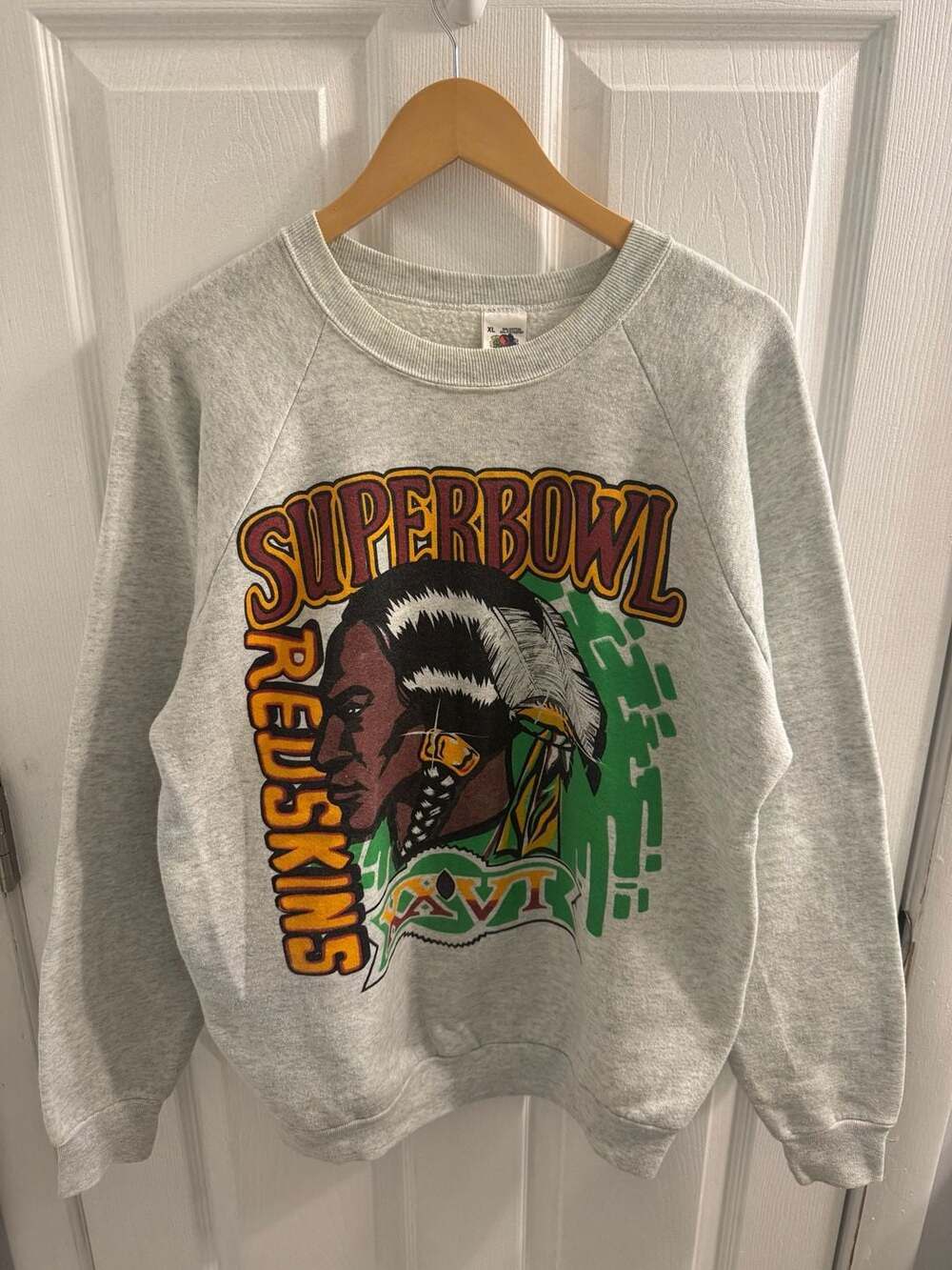 Fruit Of The Loom Super Bowl XXVI Redskins Sweatshirt Size XL Gray